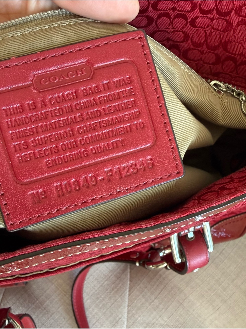 Y2K Authentic Coach Crimson Red Signature Small C Tote - Picture 12 of 12